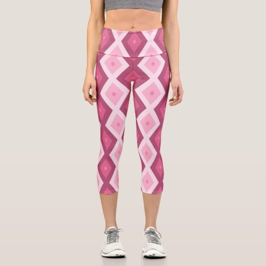 rosa Rautenmuster Capri Leggings (Vorderseite)