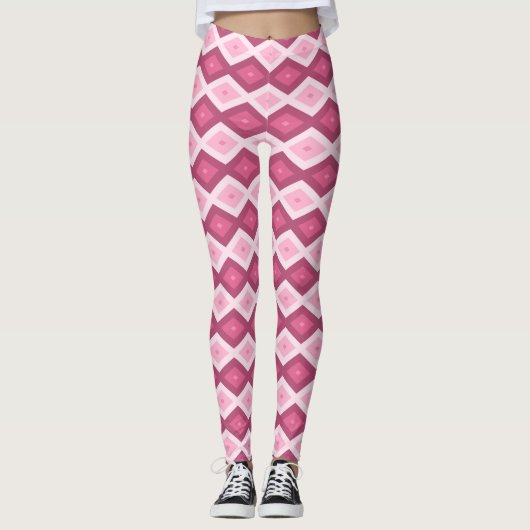 rosa Rautenmuster Leggings (Vorderseite)