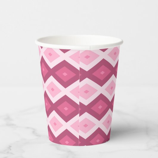 rosa Rautenmuster Pappbecher (Rechts)