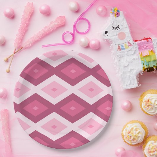 rosa Rautenmuster Pappteller (Party)