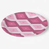 rosa Rautenmuster Pappteller (Schrägansicht)