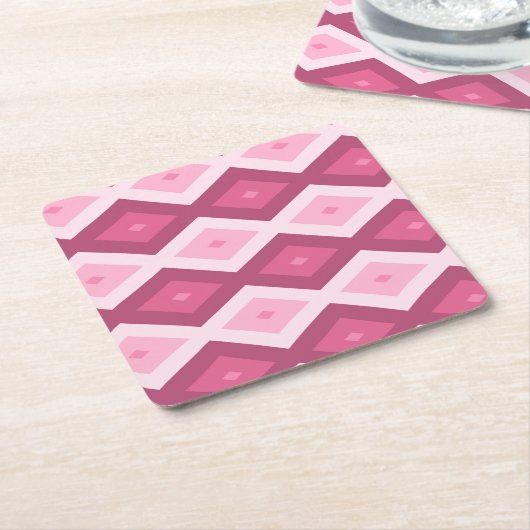 rosa Rautenmuster Rechteckiger Pappuntersetzer (angewinkelt)