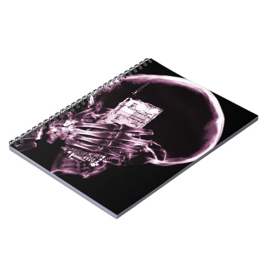 Rosa Ray-Vision-Skelett auf dem Handy Notizblock (Linke Seite)