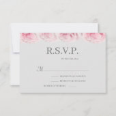 Rosa Real Rose Blume Elegantes Grey Wedding RSVP Einladung (Vorderseite)