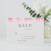 Rosa Real Rose Blume Elegantes Grey Wedding RSVP Einladung (Stehend Vorderseite)