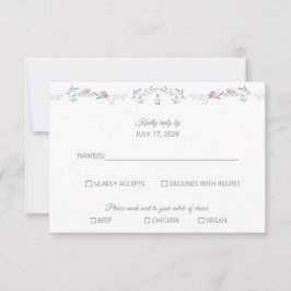 Rosa Rebe und Monogramm RSVP-Antwortkarte RSVP Karte