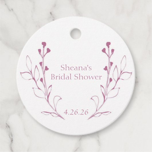 Rosa Reben und Blume Gefälligkeitstriche Geschenkanhänger (Vorderseite)