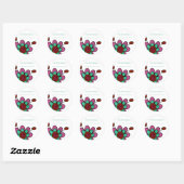 Rosa, Red & Aqua Fun Blume Runder Aufkleber (Blatt)
