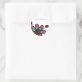 Rosa, Red & Aqua Fun Blume Runder Aufkleber (Tasche)
