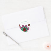 Rosa, Red & Aqua Fun Blume Runder Aufkleber (Umschlag)
