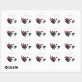 Rosa, Red & Aqua Fun Blume Runder Aufkleber (Blatt)