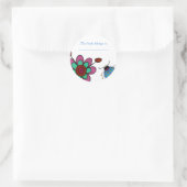 Rosa, Red & Aqua Fun Blume Runder Aufkleber (Tasche)