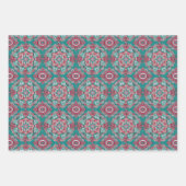 Rosa Red & Aqua Valentine's Day Heart Mandala Geschenkpapier Set (Vorderseite 2)
