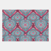 Rosa Red & Aqua Valentine's Day Heart Mandala Geschenkpapier Set (Vorderseite)
