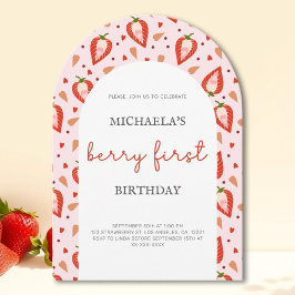 Rosa Red Berry First Birthday Arch Einladung