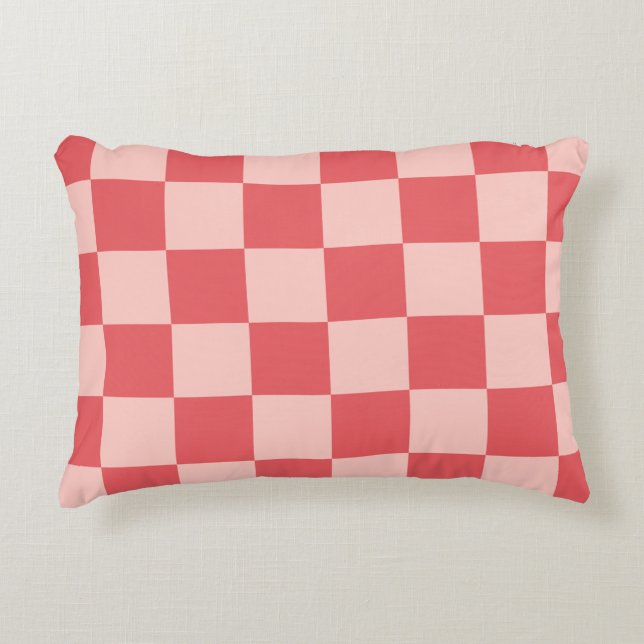 Rosa Red Checkered Gingham Pattern Dekokissen (Vorderseite)