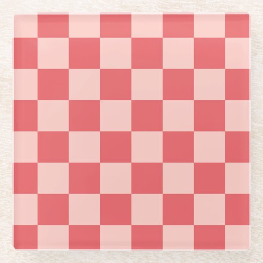 Rosa Red Checkered Gingham Pattern Glasuntersetzer (Vorderseite)