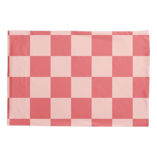 Rosa Red Checkered Gingham Pattern Kissenbezug (Rückseite)