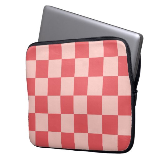 Rosa Red Checkered Gingham Pattern Laptopschutzhülle (Vorderseite Links)