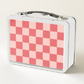 Rosa Red Checkered Gingham Pattern Metall Brotdose (Rückseite)