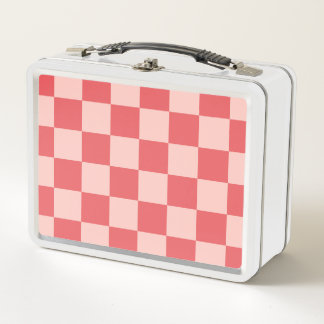 Rosa Red Checkered Gingham Pattern Metall Brotdose