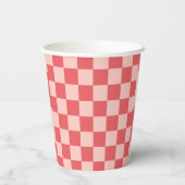 Rosa Red Checkered Gingham Pattern Pappbecher (Rückseite)