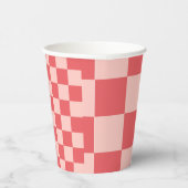 Rosa Red Checkered Gingham Pattern Pappbecher (Rechts)