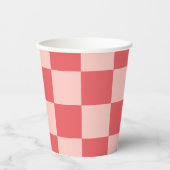 Rosa Red Checkered Gingham Pattern Pappbecher (Vorderseite)
