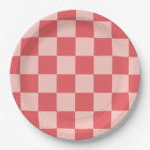 Rosa Red Checkered Gingham Pattern Pappteller (Vorderseite)