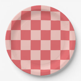 Rosa Red Checkered Gingham Pattern Pappteller