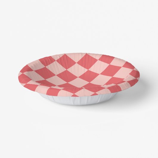 Rosa Red Checkered Gingham Pattern Pappteller (Gewinkelt)