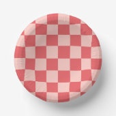 Rosa Red Checkered Gingham Pattern Pappteller (Vorderseite)
