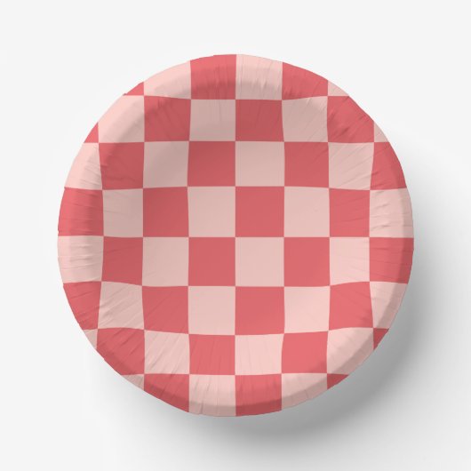 Rosa Red Checkered Gingham Pattern Pappteller (Vorderseite)