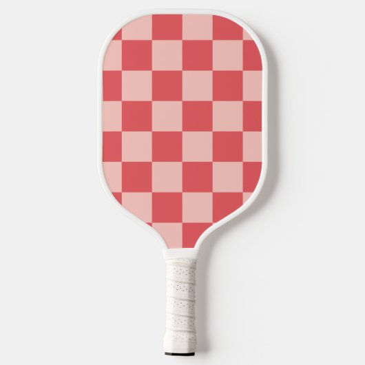 Rosa Red Checkered Gingham Pattern Pickleball Schläger (Rückseite)