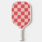Rosa Red Checkered Gingham Pattern Pickleball Schläger (Vorderseite)