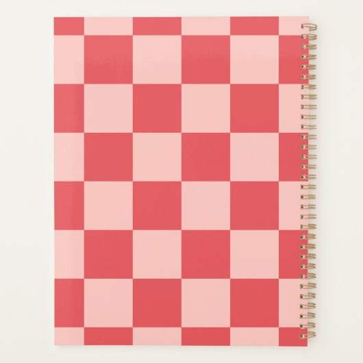 Rosa Red Checkered Gingham Pattern Planer (Rückseite)