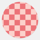 Rosa Red Checkered Gingham Pattern Runder Aufkleber (Vorderseite)