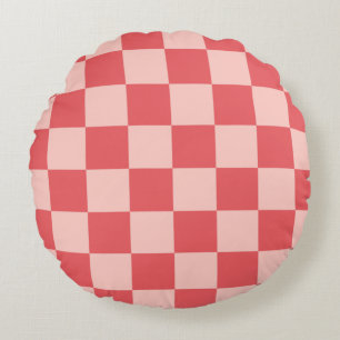 Rosa Red Checkered Gingham Pattern Rundes Kissen