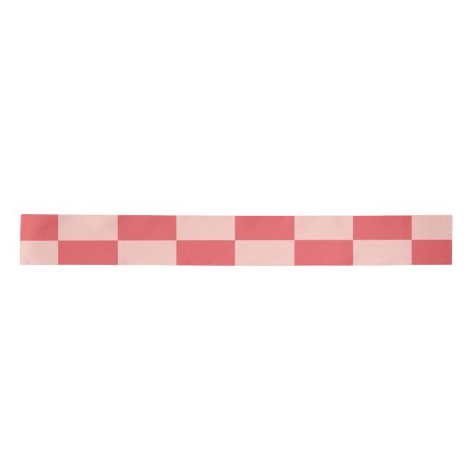 Rosa Red Checkered Gingham Pattern Satinband (Vorderseite)