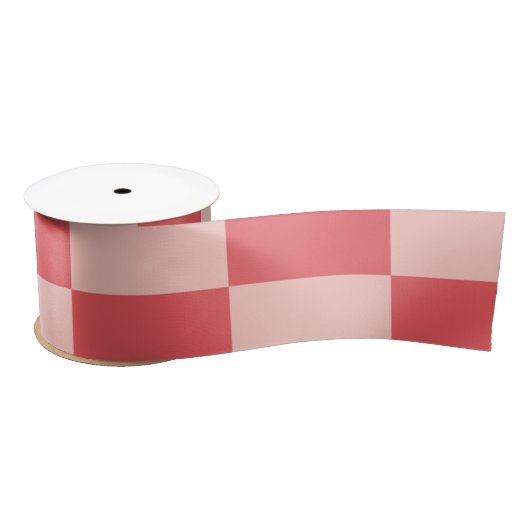 Rosa Red Checkered Gingham Pattern Satinband (Spule)