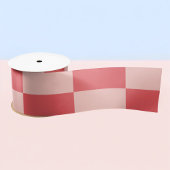 Rosa Red Checkered Gingham Pattern Satinband