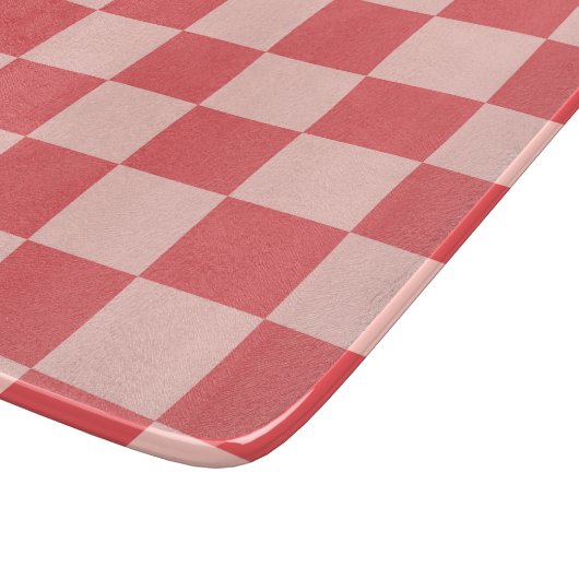 Rosa Red Checkered Gingham Pattern Schneidebrett (Ecke)