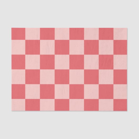 Rosa Red Checkered Gingham Pattern Seidenpapier (Vorderseite)
