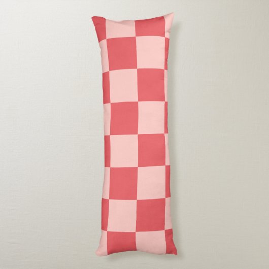 Rosa Red Checkered Gingham Pattern Seitenschläferkissen (Rückseite (Vertikal))