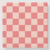 Rosa Red Checkered Gingham Pattern Steinuntersetzer (Vorderseite)