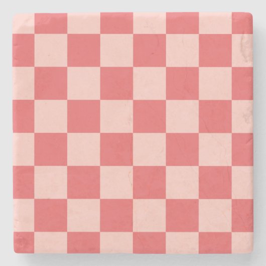 Rosa Red Checkered Gingham Pattern Steinuntersetzer (Vorderseite)