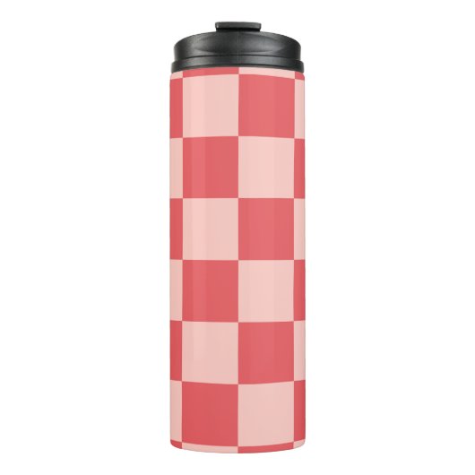 Rosa Red Checkered Gingham Pattern Thermosbecher (Vorderseite)