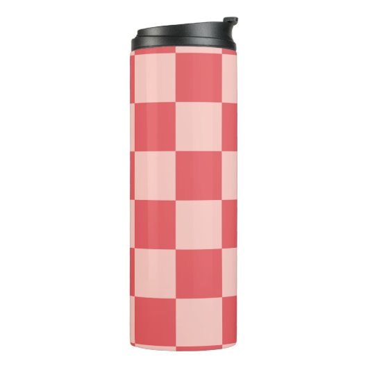Rosa Red Checkered Gingham Pattern Thermosbecher (Nach links gedreht)