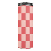Rosa Red Checkered Gingham Pattern Thermosbecher (Rückseite)