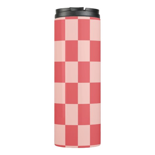 Rosa Red Checkered Gingham Pattern Thermosbecher (Rückseite)
